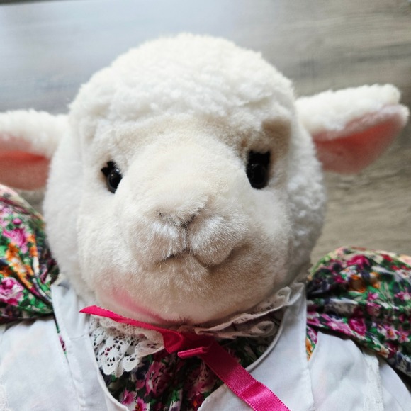 Plush Creations Inc. Other - Vintage 1991 Plush Creations Inc Lamb Sheep Floral Dress Lace Apron Stuffed Toy